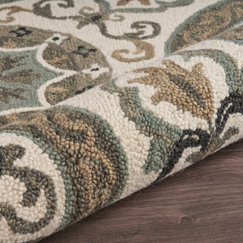 6" Round Gray Ornate Medallion Area Rug