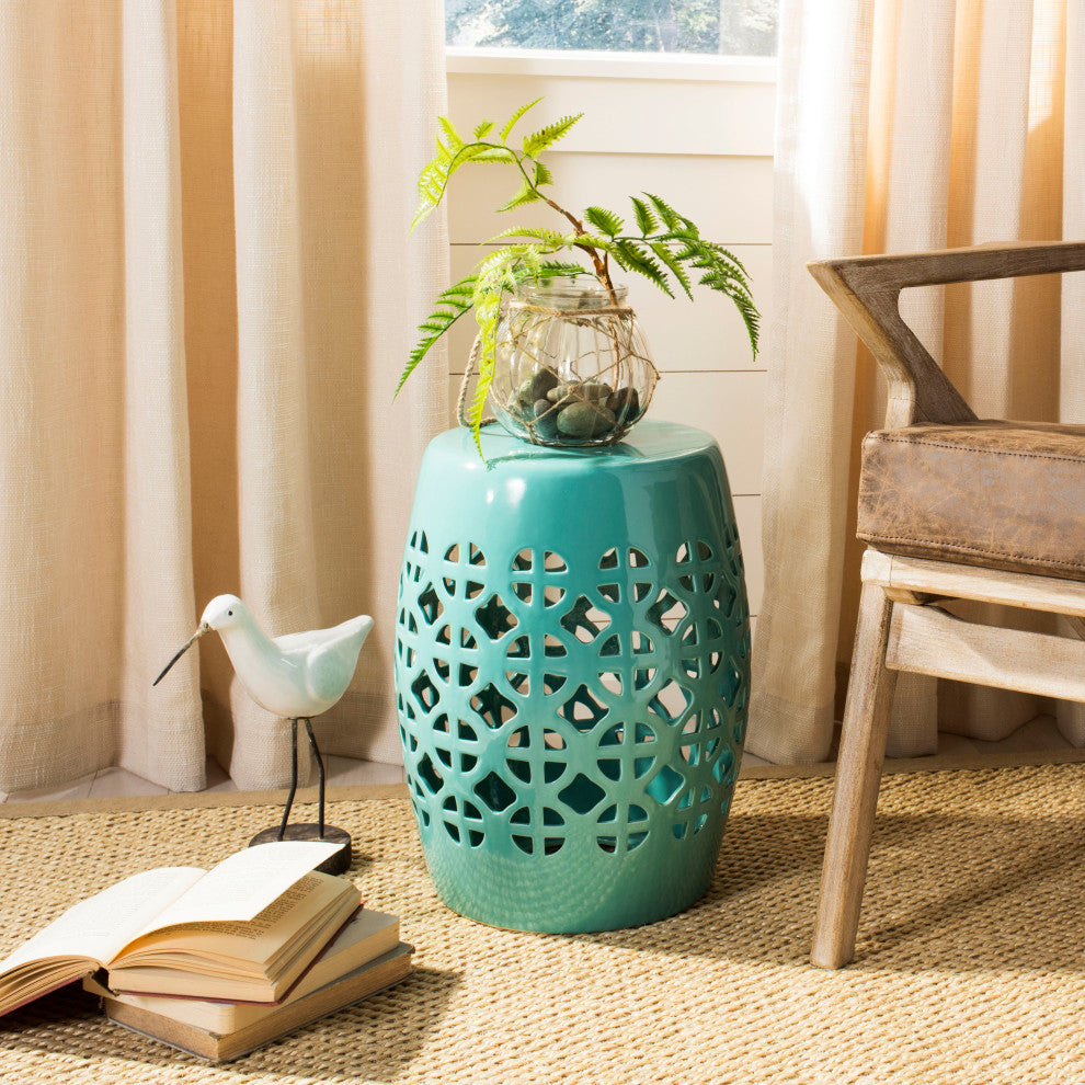 Safavieh Circle Lattice Garden Stool, Robins Egg Blue