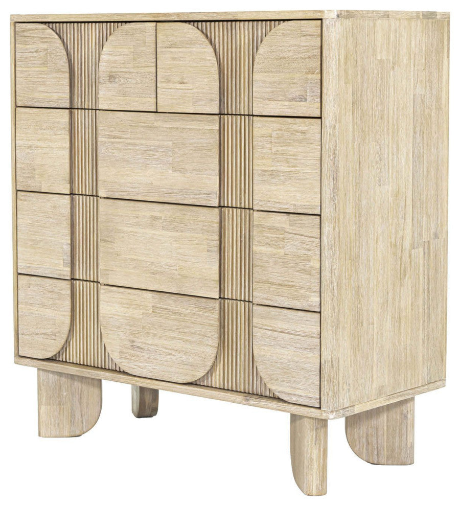 Haru 5-Drawer Acacia Chest, Beige