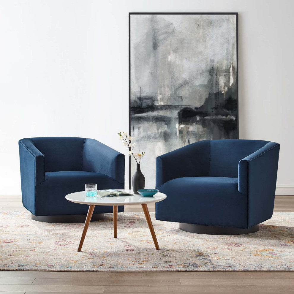 Accent Chair, Set of 2, Velvet, Dark Blue, Modern, Living Lounge Hospitality