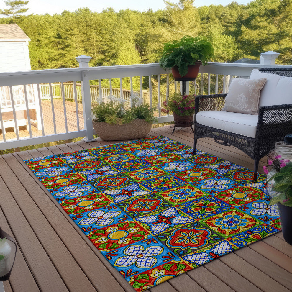 Indoor/Outdoor Kendall KE20 Multi Machine Washable 9' x 12' Rug