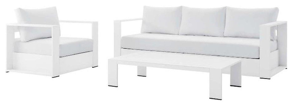Tahoe Outdoor Patio Powder-Coated Aluminum 3-Piece Set, White White