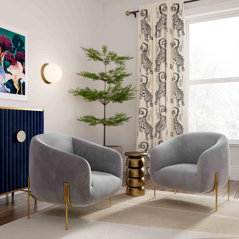 Kandra Gray Velvet Accent Chair