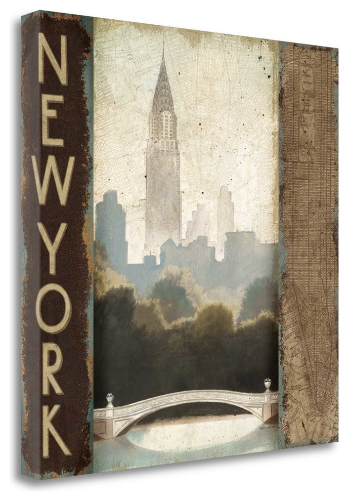"City Skyline New York VIntage Square" By Marco Fabiano, Gallery Wrap Canvas