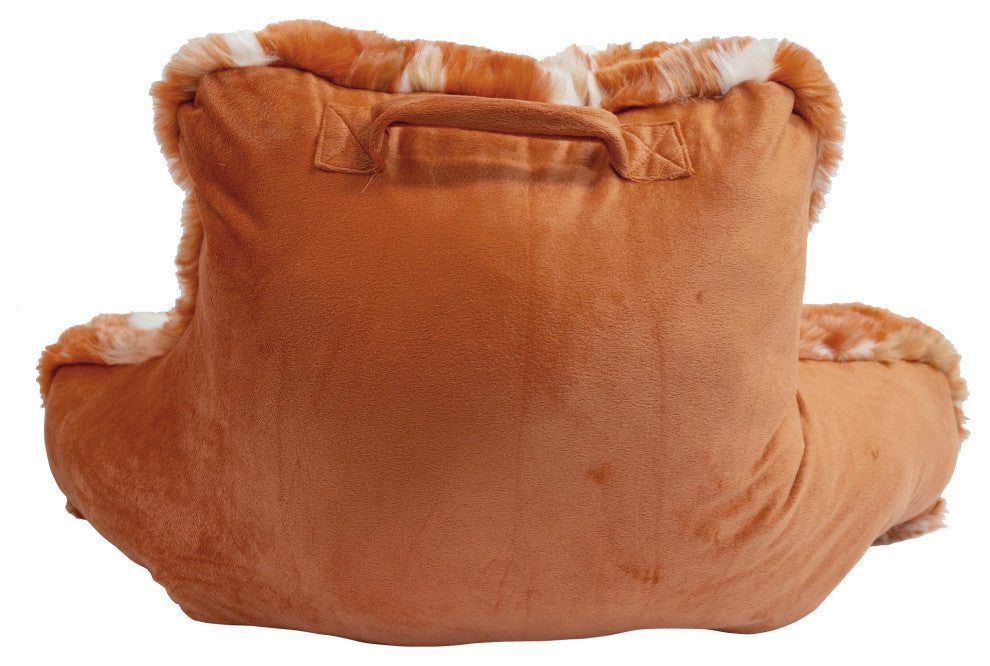 Jacquard Faux Fur Bed Rest NEED ASSEMBLY, 20" x 18" x 17", Burnt Orange