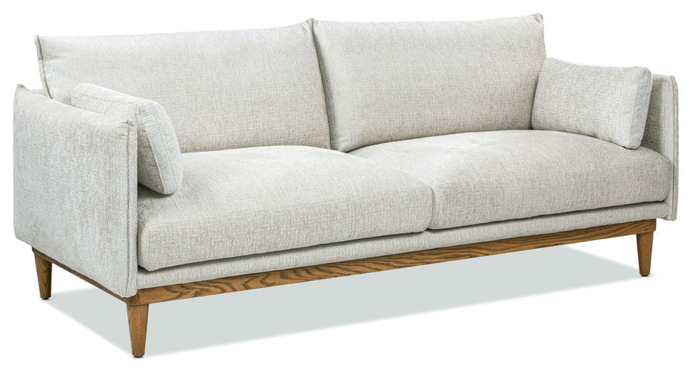 Haven 83" Oak Wood Flange Arm Sofa, Marled Gray Chenille