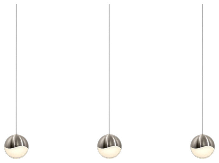 Grapes Architectural 3-Light Rectangle Medium LED Pendant, Satin Nickel