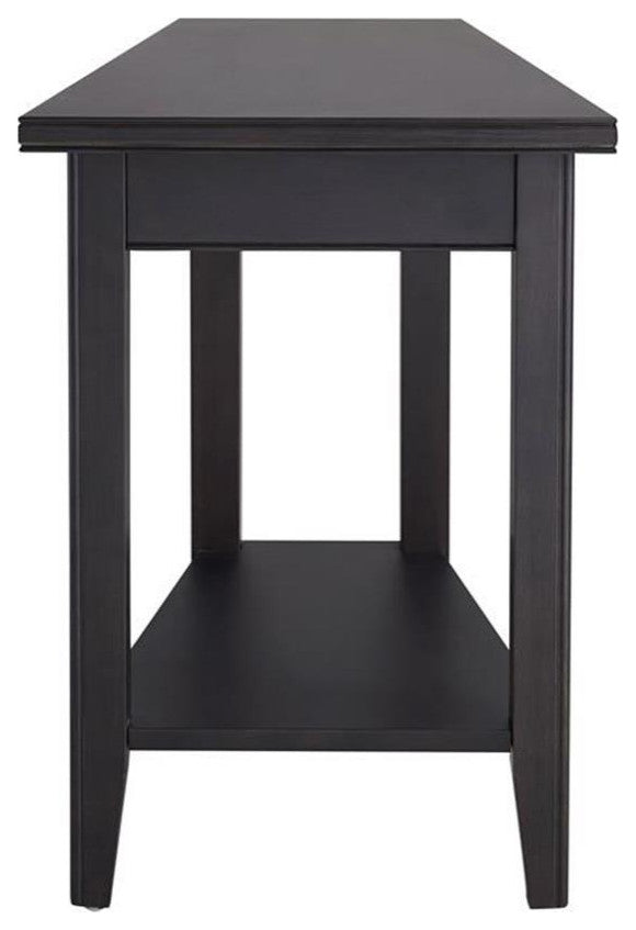 Leick Home 10502-BK Laurent Recliner Wood Wedge Table with Shelf in Black