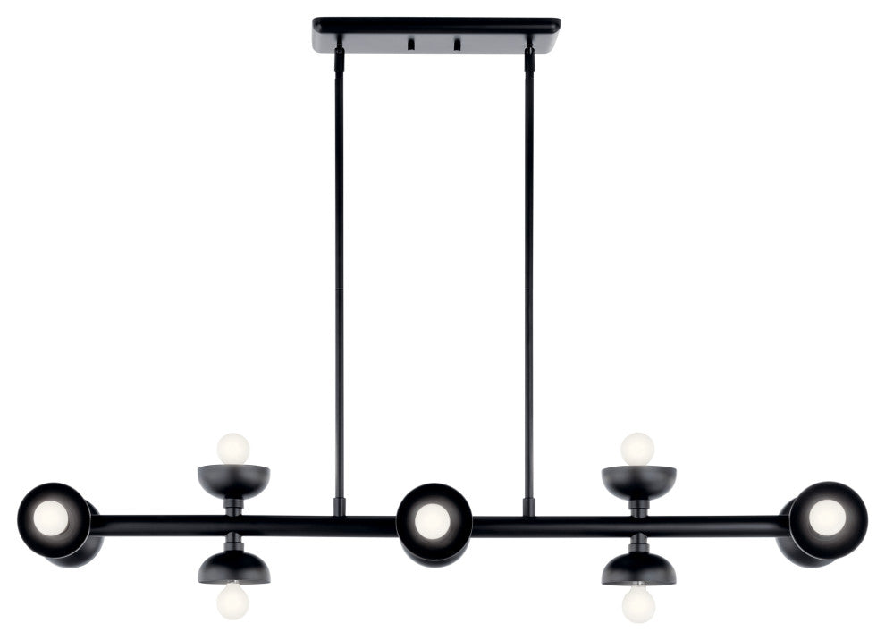 Palta 48" 10 Light Linear Chandelier, Black