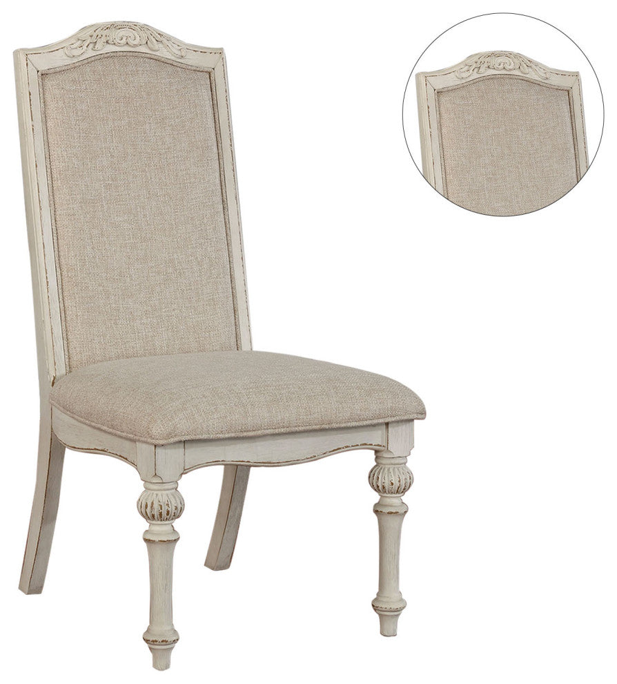 Set of 2 Padded Side Chairs, Antique White