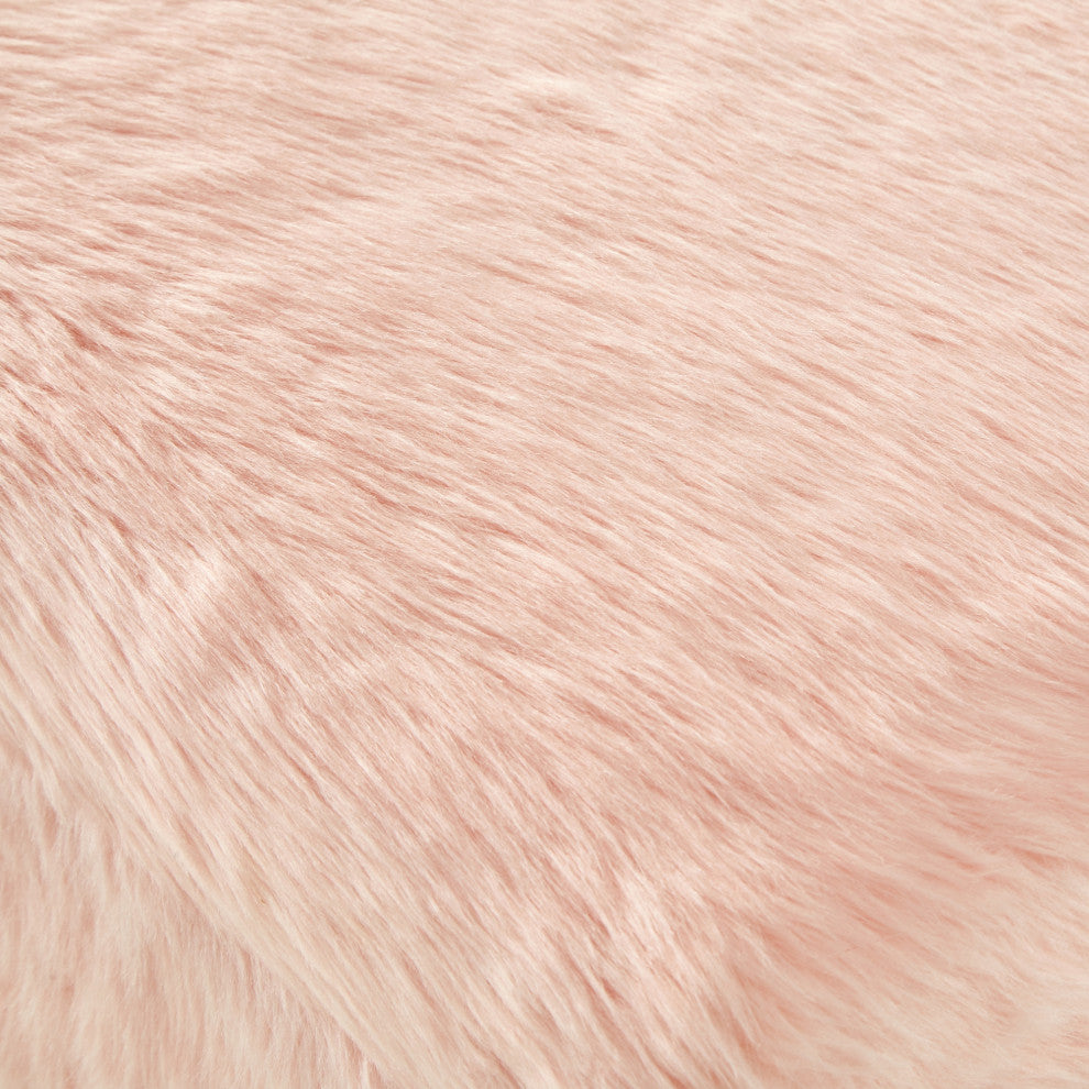 Daisy Faux Fur Ottoman, Blush Pink
