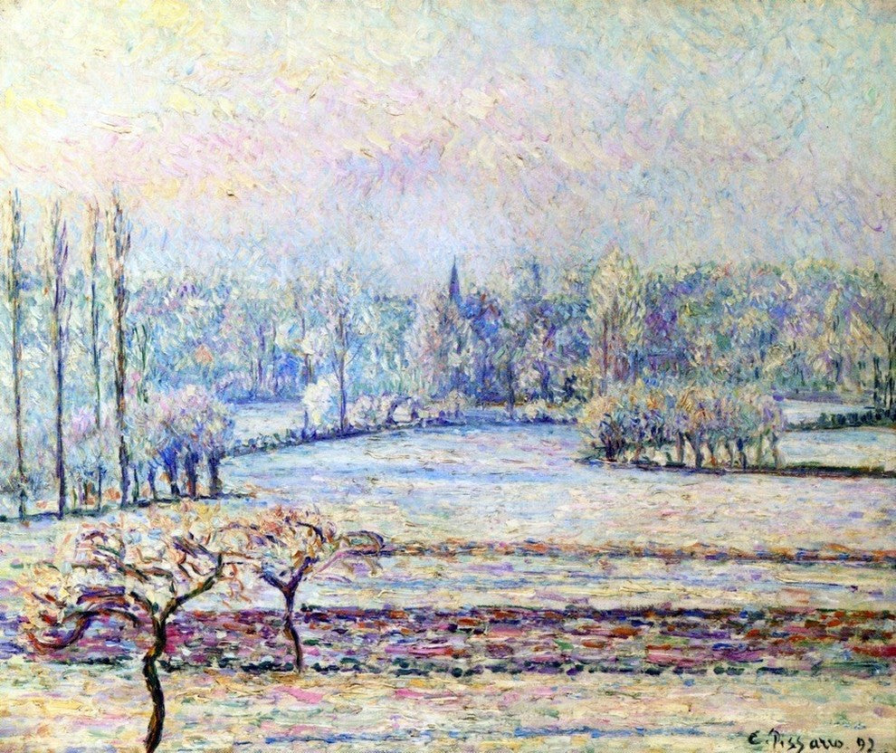 Camille Pissarro View of Bazincourt Frost Morning Gallery Wrapped Canvas Print