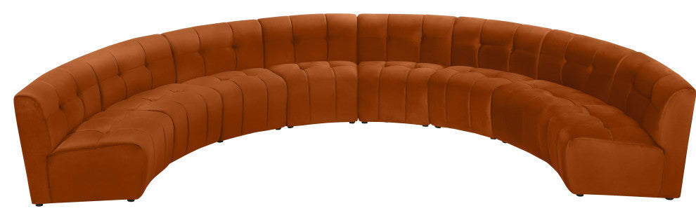 Limitless Velvet Upholstered 8-Piece Modular Sectional, Cognac