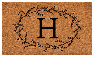 Calloway Mills Rustic Leaf Vine Monogrammed Doormat, 24"x36", Letter H