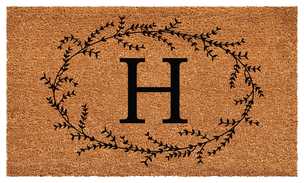 Calloway Mills Rustic Leaf Vine Monogrammed Doormat, 24"x36", Letter H