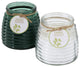 2 Piece Citronella Candle Set, Green and Clear Glass Pots
