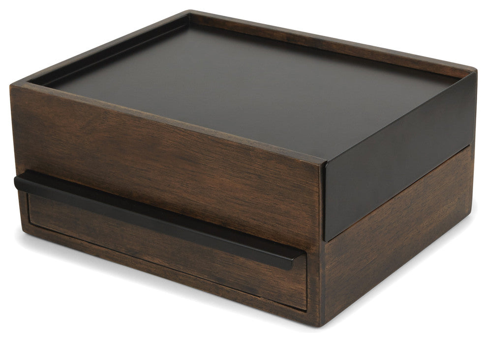 Stowit Jewelry Box, Black/Walnut