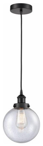 Innovations 616-1PH-BK-G204-8 1-Light Mini Pendant, Matte Black