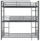 Benzara BM280344 Metal Twin Size Triple Bunk Bed, Ladder, Guard Rails, Silver