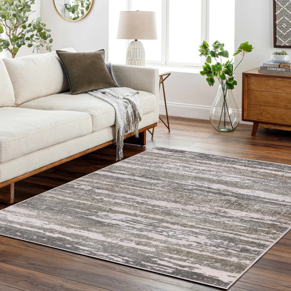 High-Low Ellis Gray/Brown Rug, Gray, 6'5"x9'5"