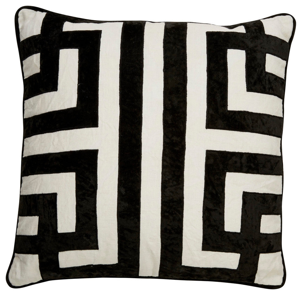 Jaipur Living Ordella White/Black Geometric Throw Pillow 22", Down Fill