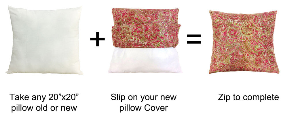 Paisley Suede 4 Piece Pillow Shell Set, Pink Lime, 20"x20"