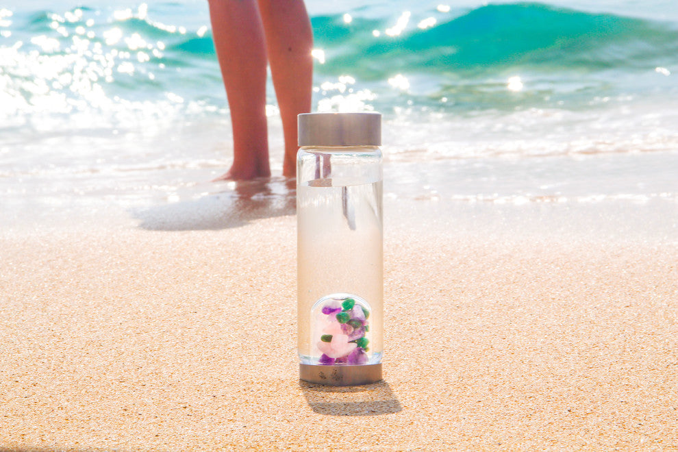Water Bottle, VitaJuwel ViA Gemwater Bottle, White Loop Caps, Balance Old