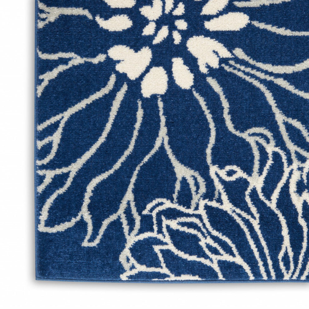 8 x 10 Navy and Ivory Floral Area Rug