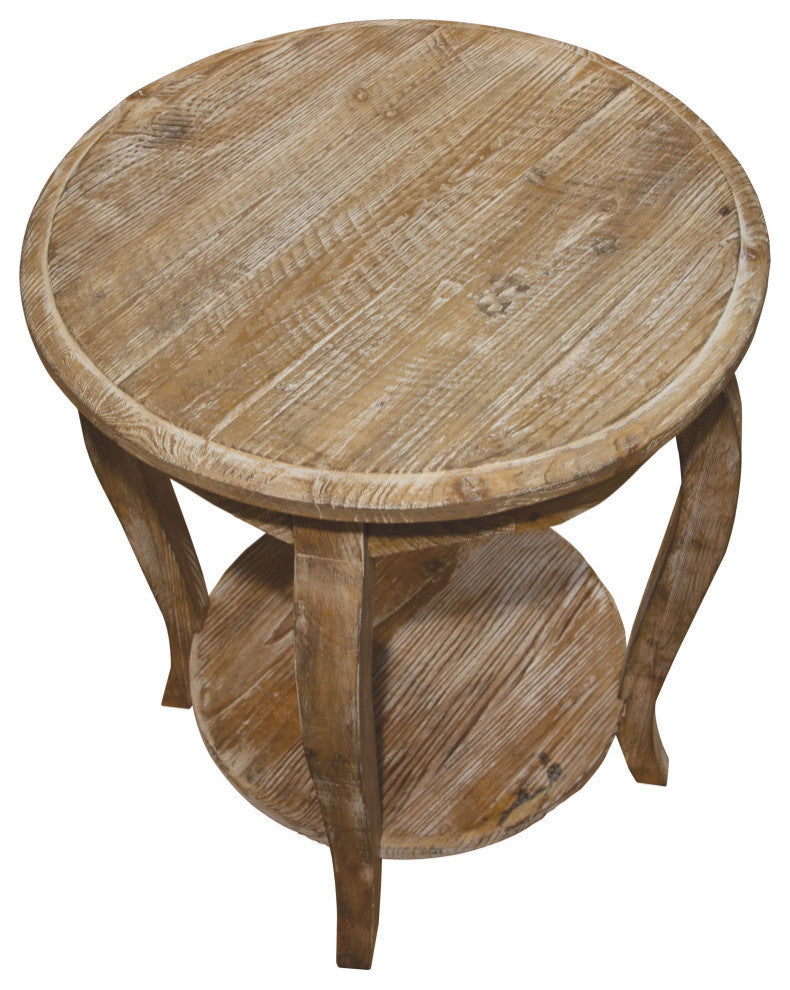 Rustic - Reclaimed Round End Table, Driftwood