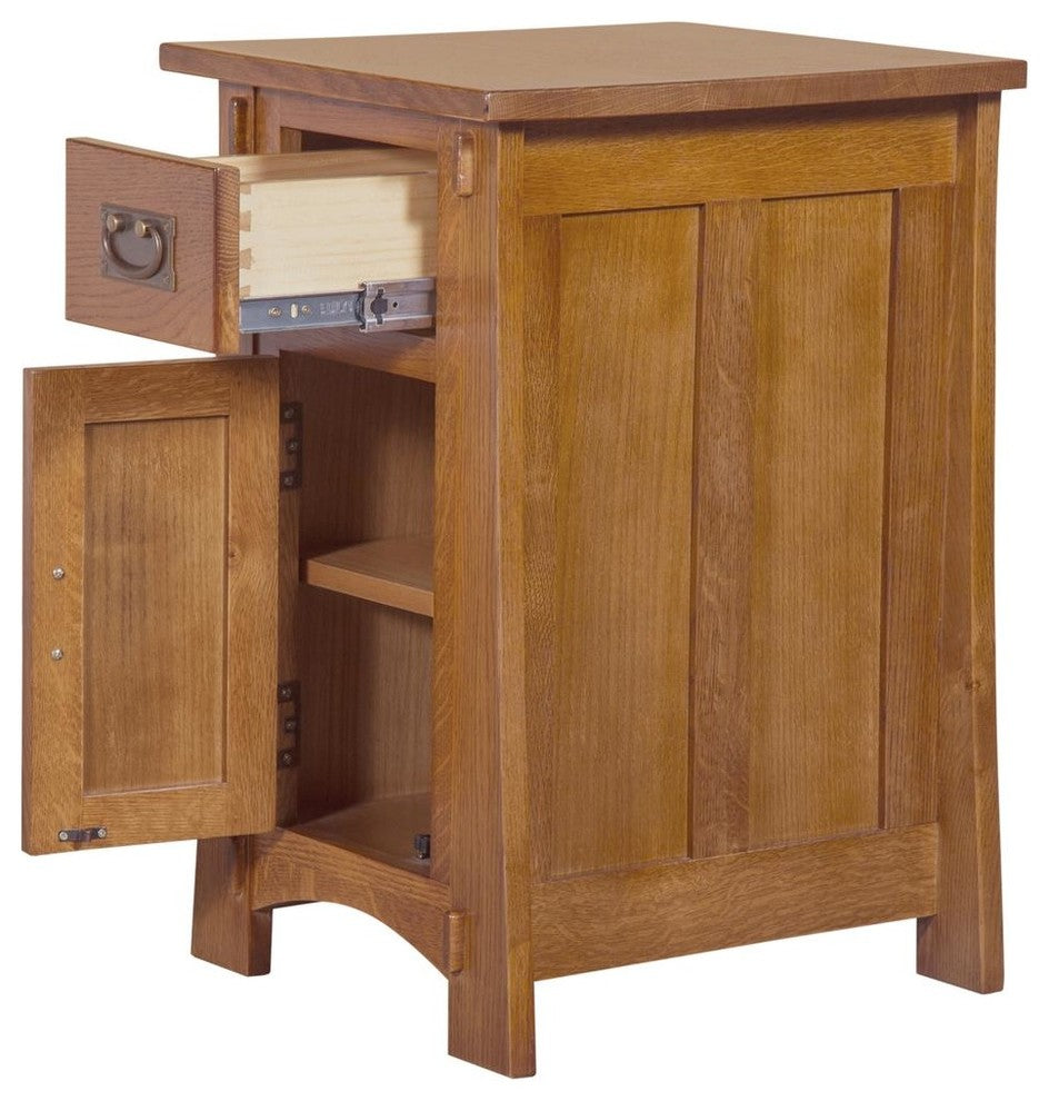 Mission Quarter Sawn Oak Tapered Leg Narrow Nightstand
