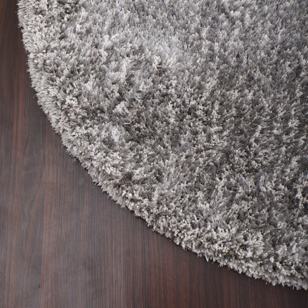 HAND TUFTED SHAG POLYESTER ECO-FRIENDLY AREA RUGS -Gray White Color,Solid Design
