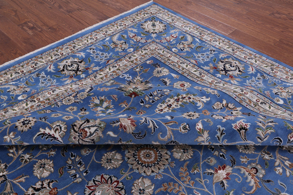 12' Square Wool and Silk Persian Nain Hand-Knotted Rug Q9351