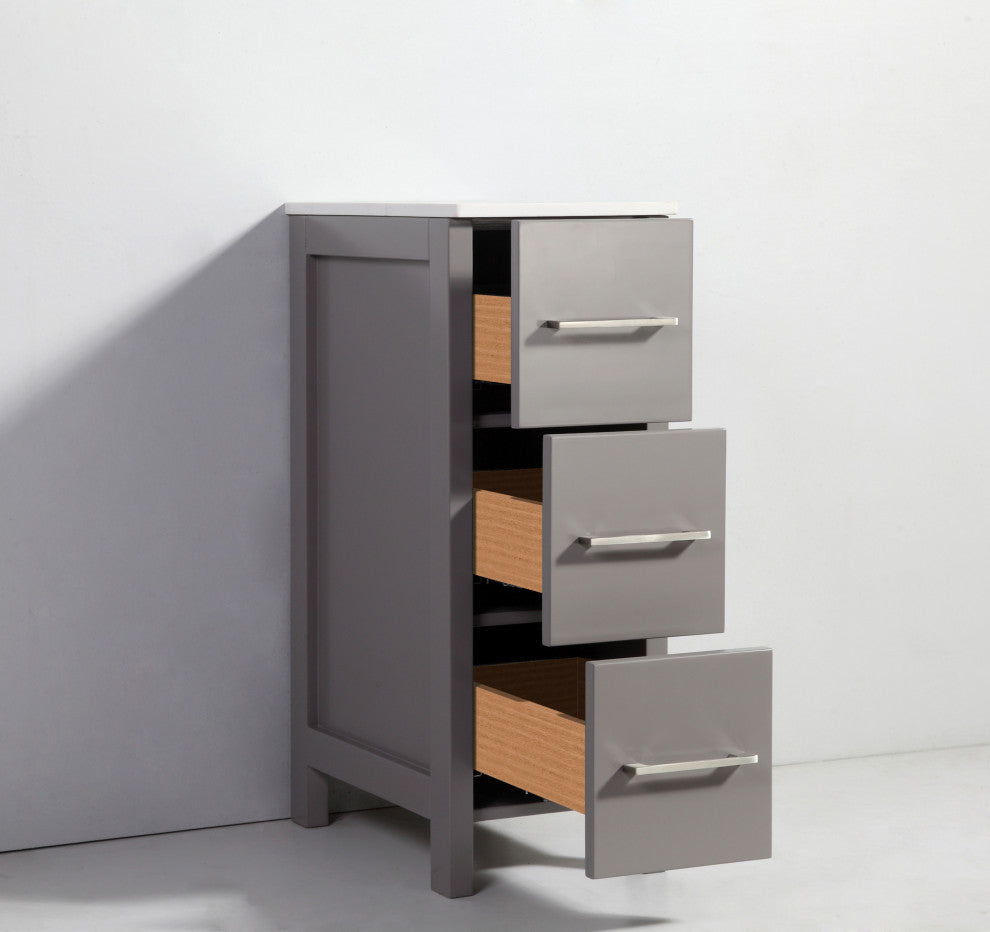 Vanity Art Single Vanity Set With Ceramic Top, 60", Gray, Standard Mirror