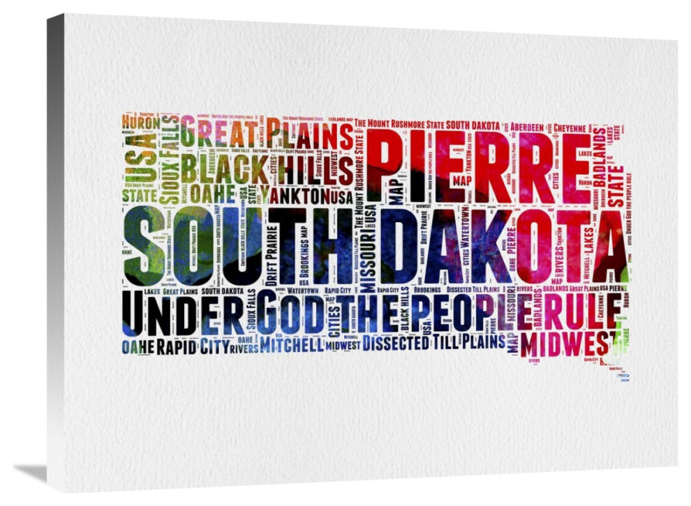 "South Dakota Watercolor Word Cloud" Fine Art Print