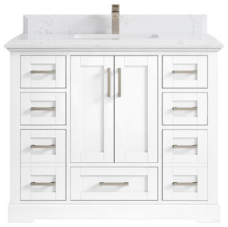 Boston 42 Single Sink Bath Vanity in White 1.5" Empira Quartz