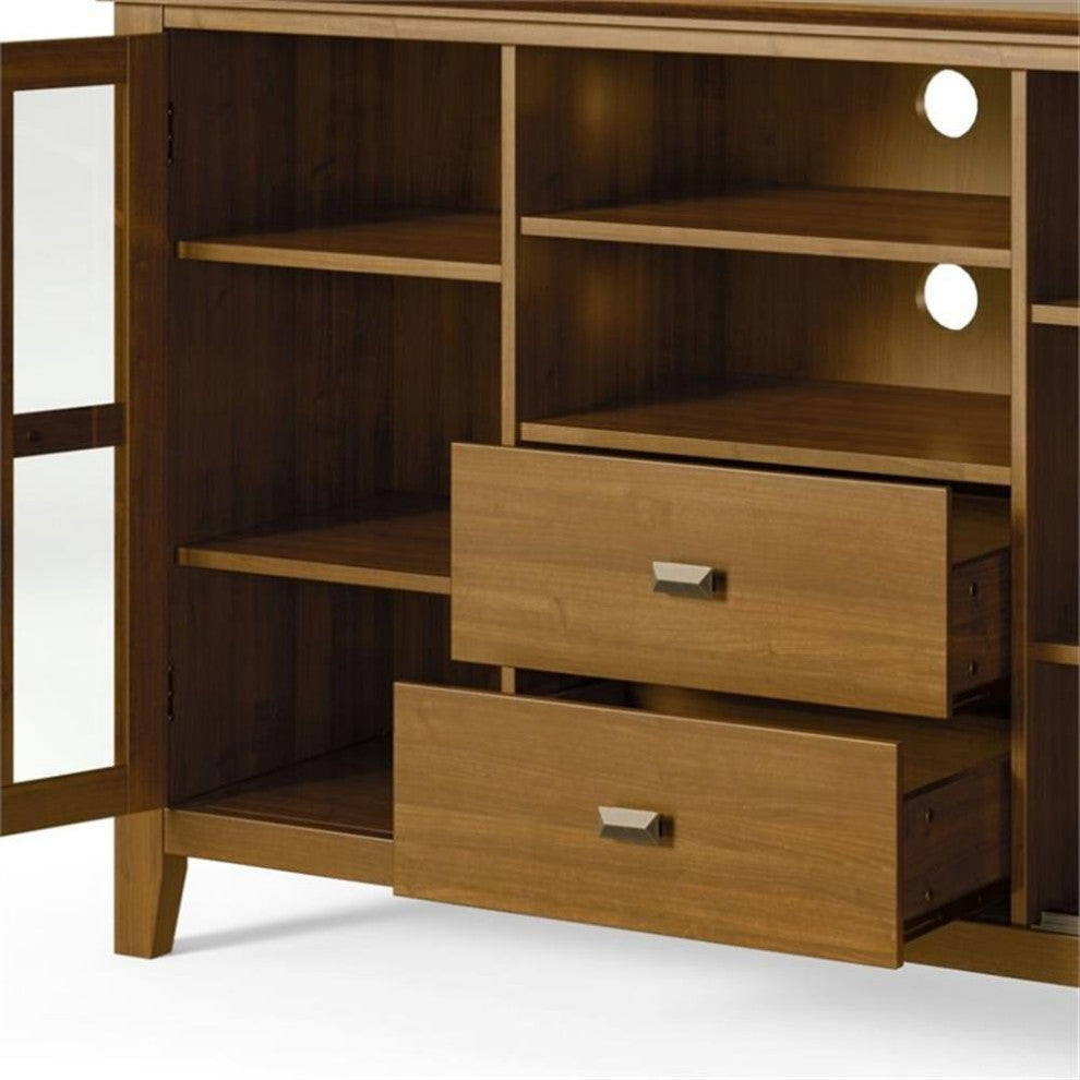 Artisan Solid Wood 53" Wide Tv Media Stand In Honey Brown For Tvs Up To 60"es