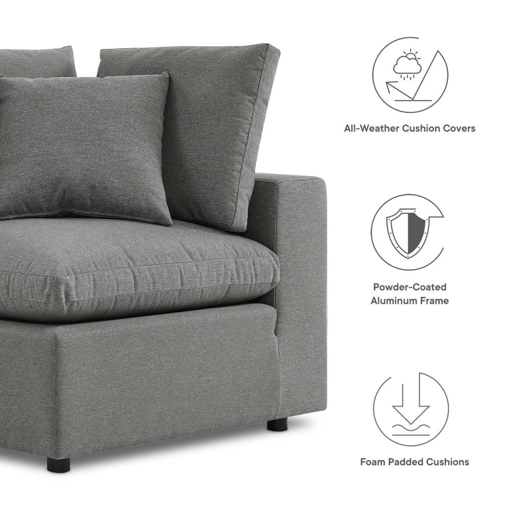 Modular Lounge Loveseat Deep Sofa, Charcoal Gray, Modern, Outdoor Patio