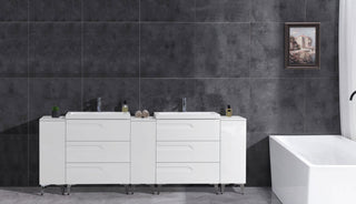 Freestanding White Vanity Set - Two Sink Bases Three 12 Side Bases, 108"