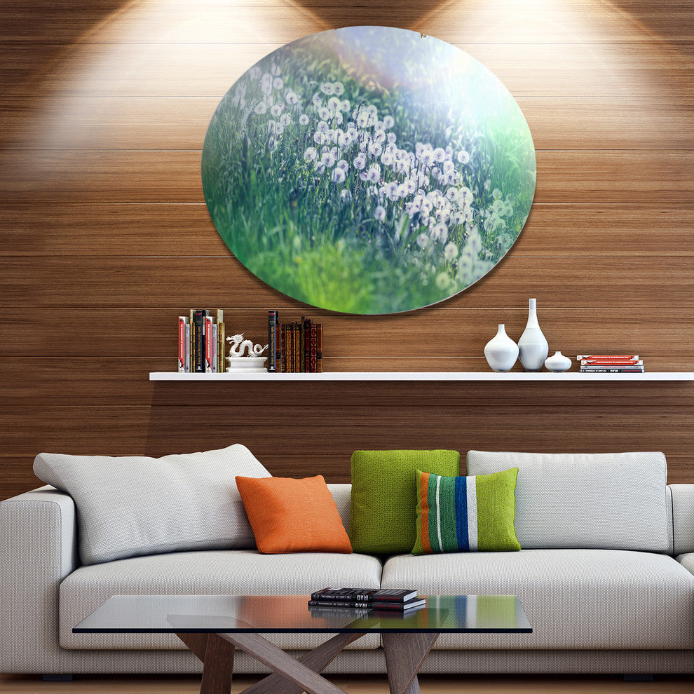 Mountain Plain With Little Flowers, Flower Disc Metal Wall Art, 11"
