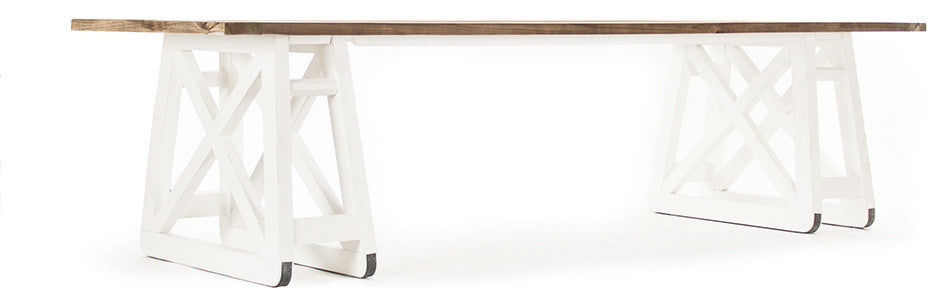 Edger French Country Rustic Natural Wood Top With White Legs Dining Table