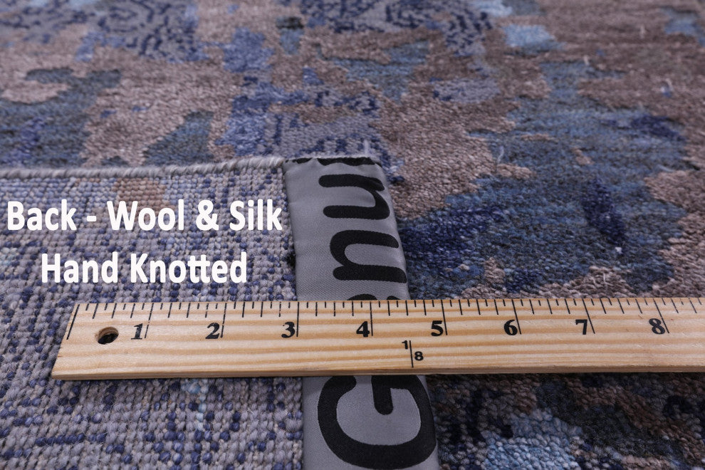 Modern Handmade Wool and Silk Rug 9' 0" X 12' 4" Q7240