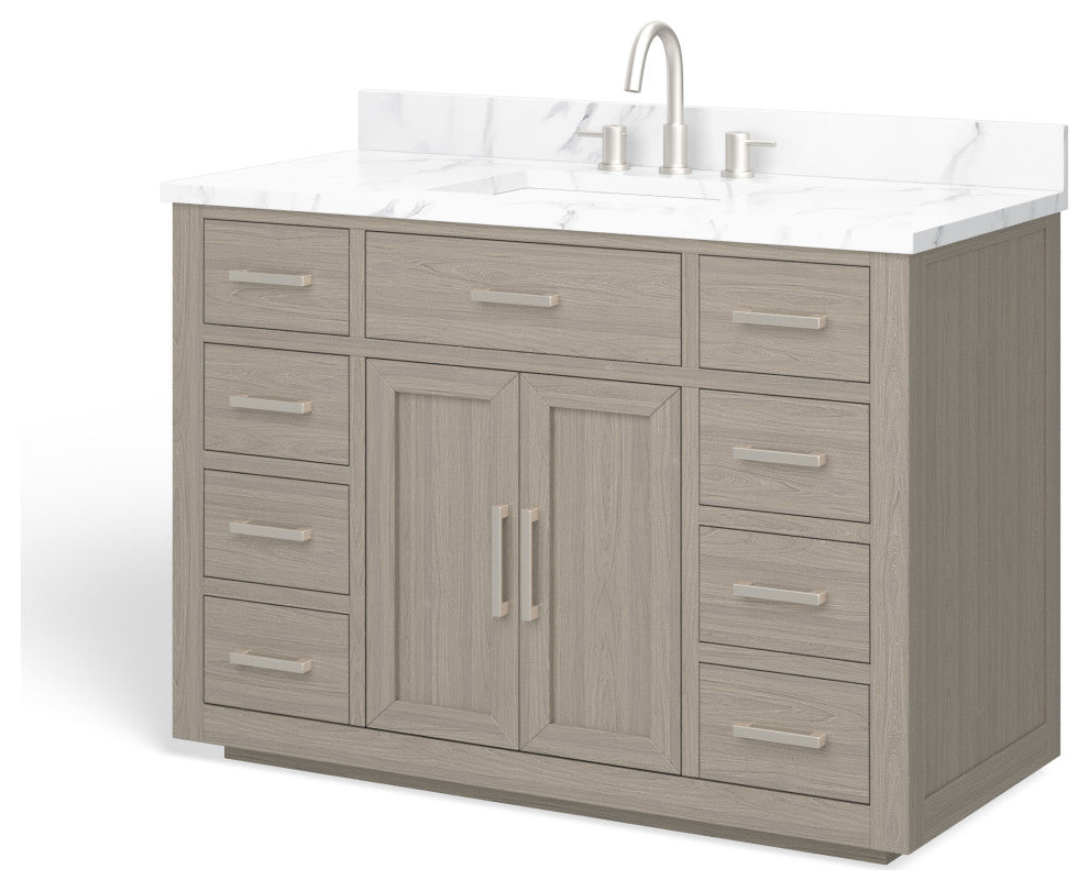 The Wyatt Bathroom Vanity, Antique Gray Oak, 48", Single Sink, Freestanding