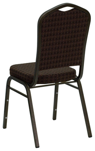 HERCULES Series Stacking Banquet Chair, Brown Patterned Fabric/Gold Vein Frame