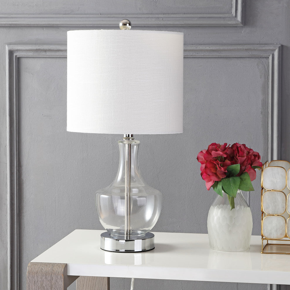 Colette 20" Mini Glass Table Lamp, Clear, Single