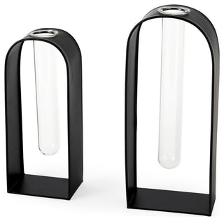 Boyer Black Metal With Glass 2-Piece Set