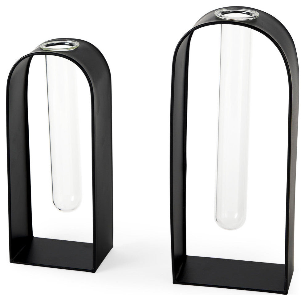 Boyer Black Metal With Glass 2-Piece Set