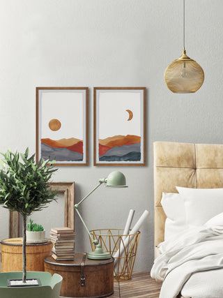 Glowing Mountains Diptych, 2-Piece Set, 16x24 Panels