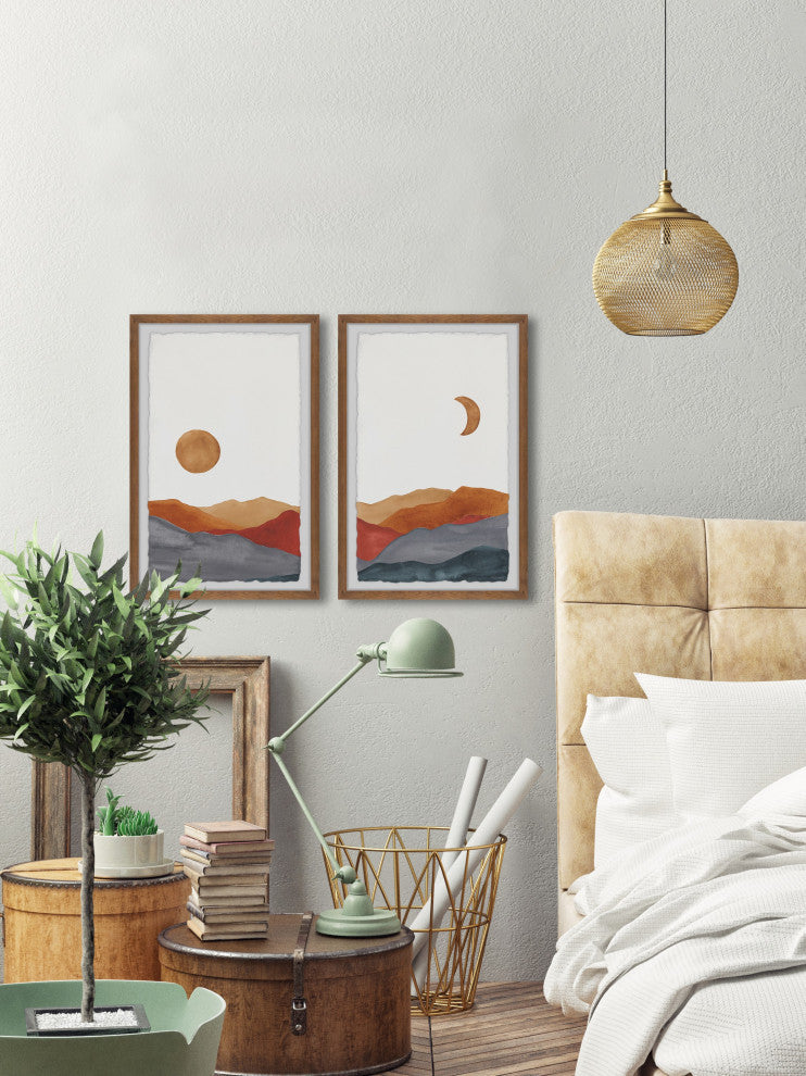 Glowing Mountains Diptych, 2-Piece Set, 16x24 Panels