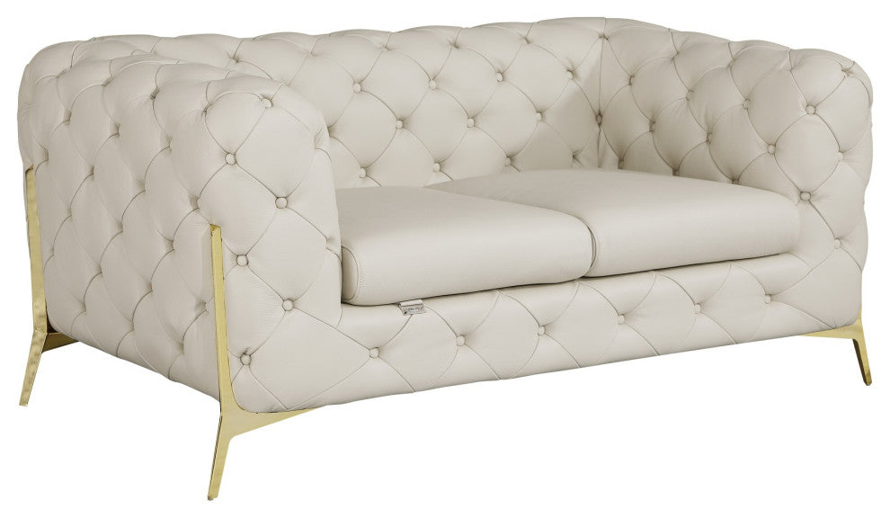 Angelica Italian Leather Loveseat, Beige