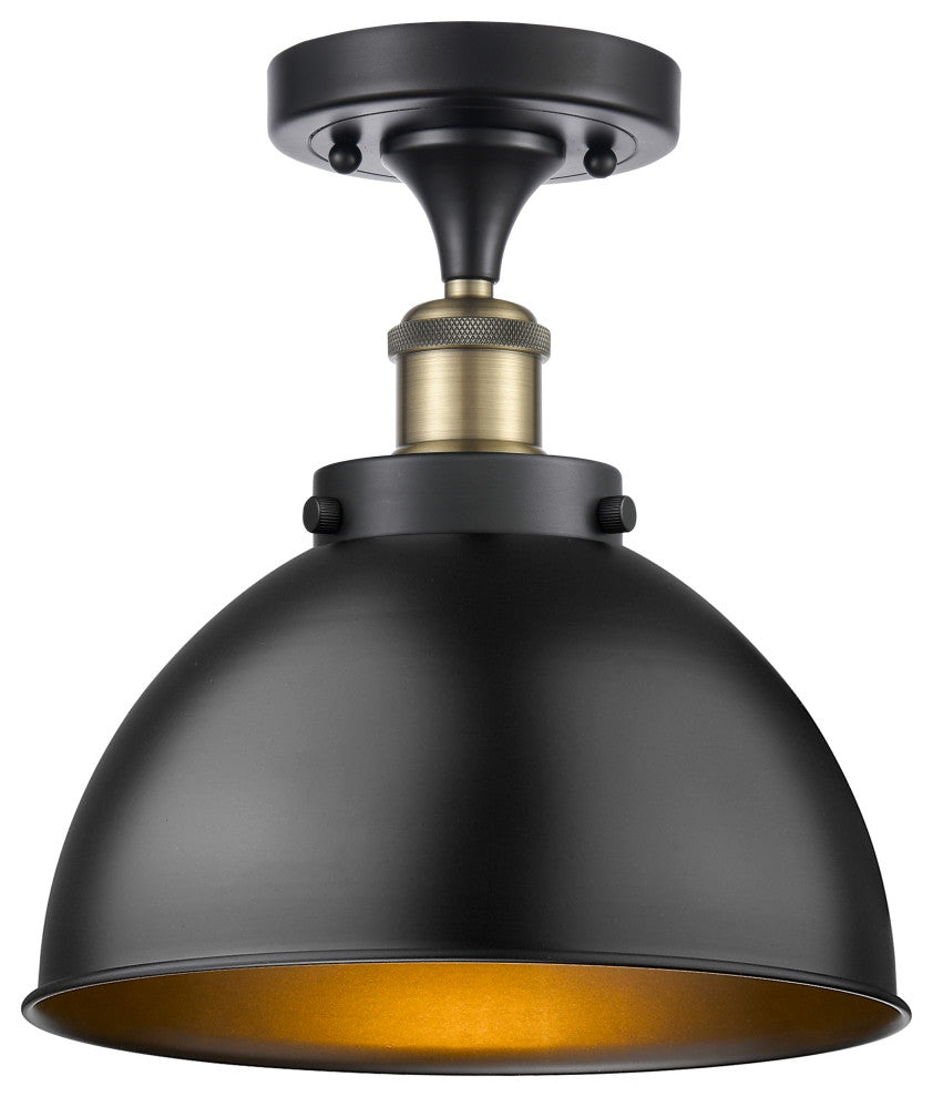 Ballston Urban Semi-Flush Mount, Black Antique Brass, LED
